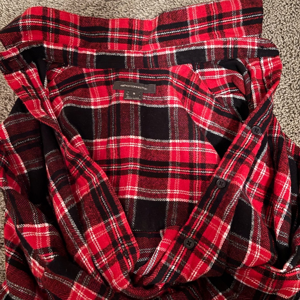 Red and Black Plaid Button-Up Shirt